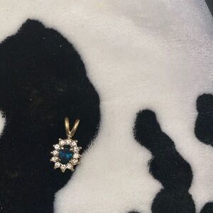 Gold diamond and sapphire pendant for women